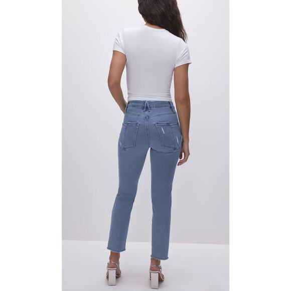 Good American Good Legs Straight Split Pockets Size 10 30 Blue 449 - Picture 2 of 8